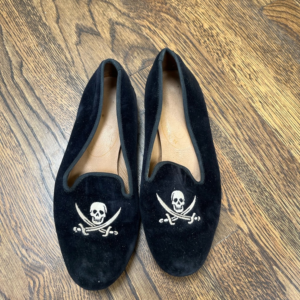 Black velvet Stubbs & Wooten loafers